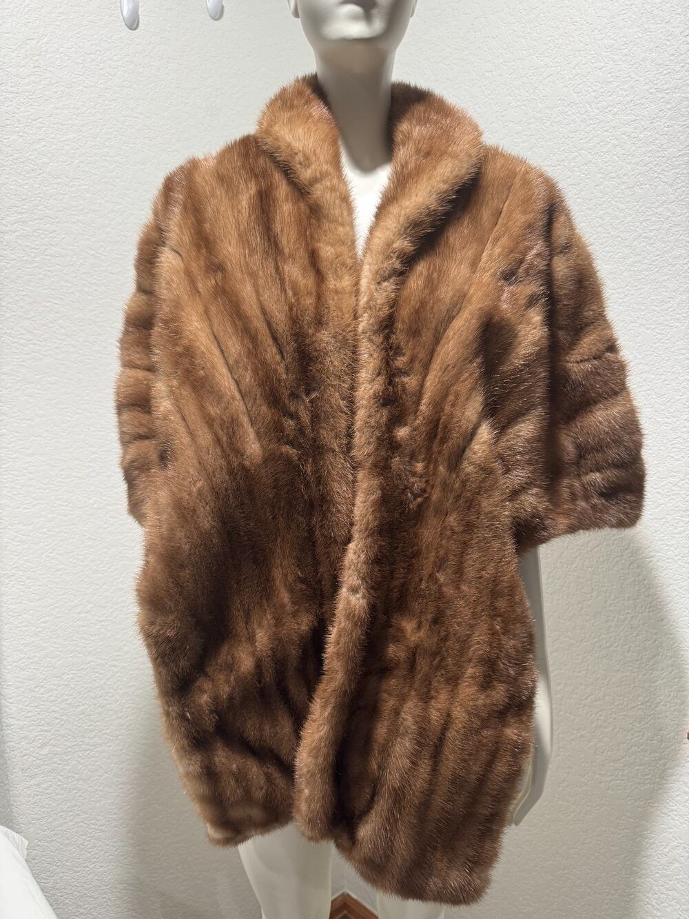 1950s Vintage Glam Mink Fur Stole Cape Bolero Wrap Shawl Collar Large